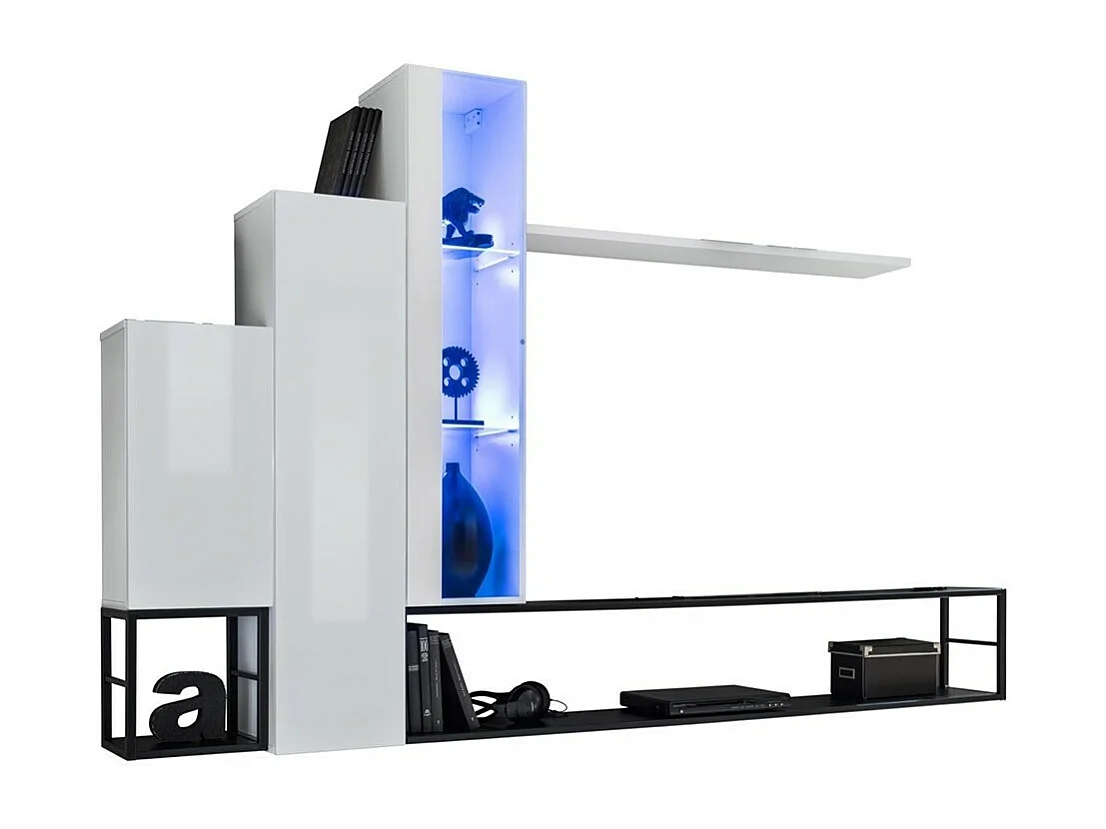 Set di mobili da salotto stile industriale SWITCH M8 – Colore bianco – LED integrati