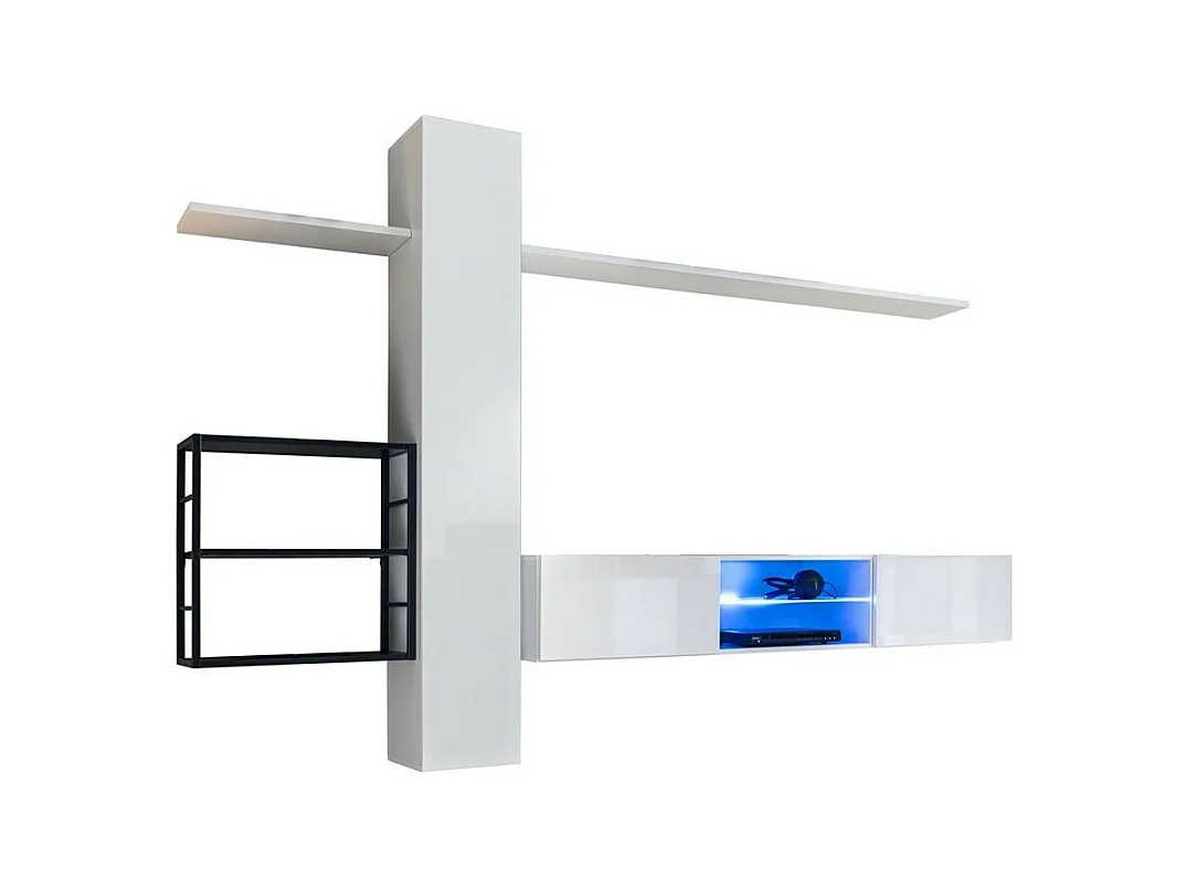 Ensemble meubles de salon style industriel SWITCH M5 – Coloris blanc – LED intégrées