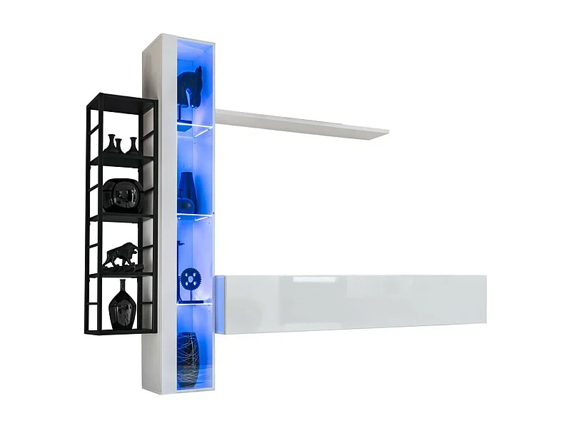 Conjunto de muebles de salón industrial SWITCH M7 – Blanco – LED integrados & sistema Push to Open