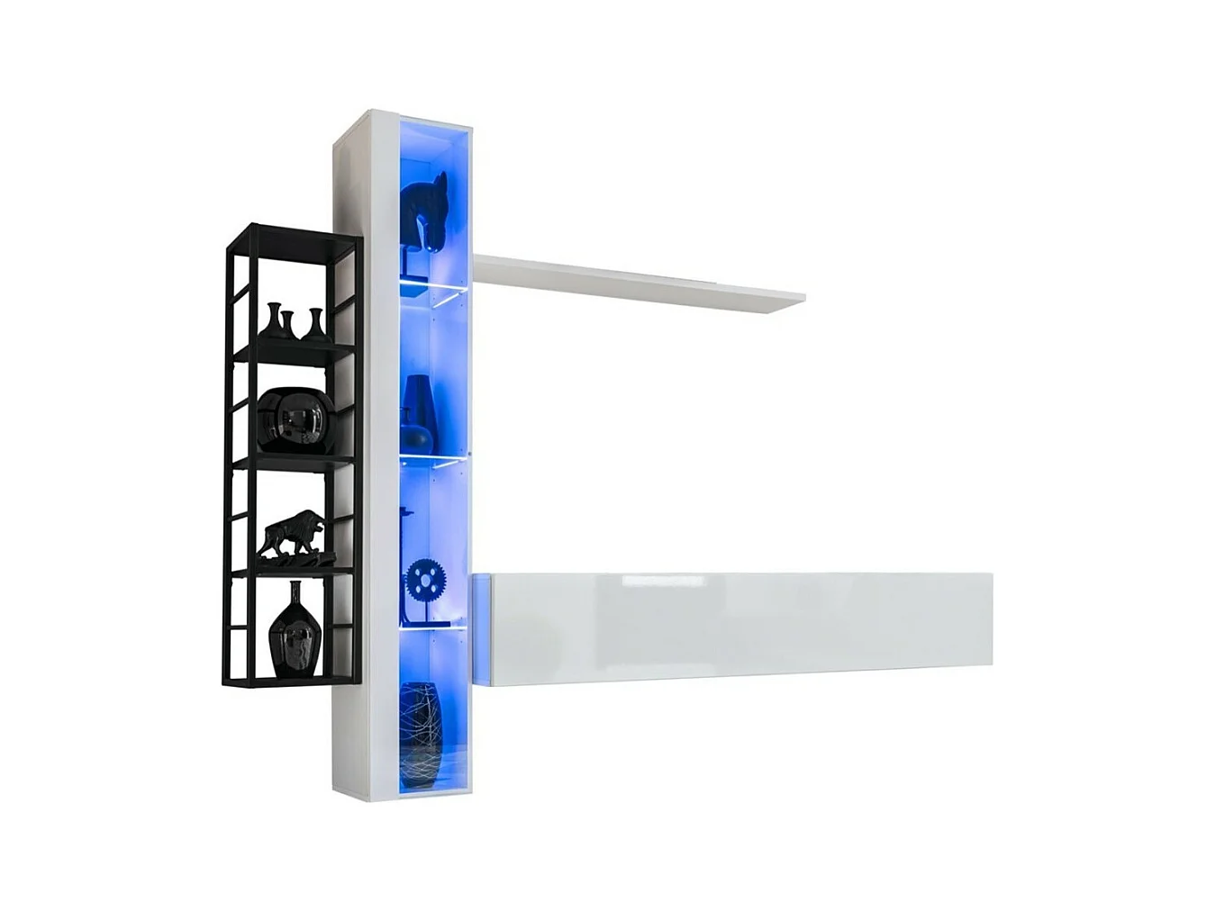Ensemble meubles de salon industriel SWITCH M7 – Blanc – LED intégrées & système Push to Open