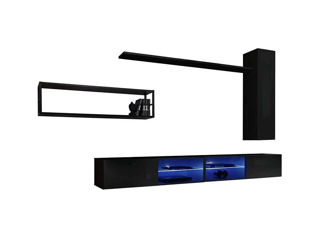 Ensemble meubles de salon style industriel SWITCH M4. Coloris noir.