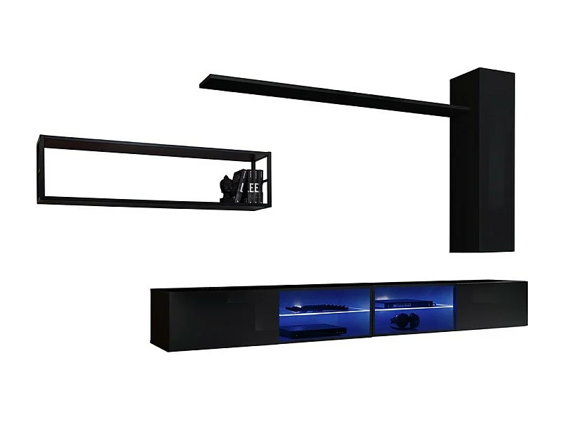 Industriële stijl woonkamermeubelset SWITCH M4. Kleur zwart.