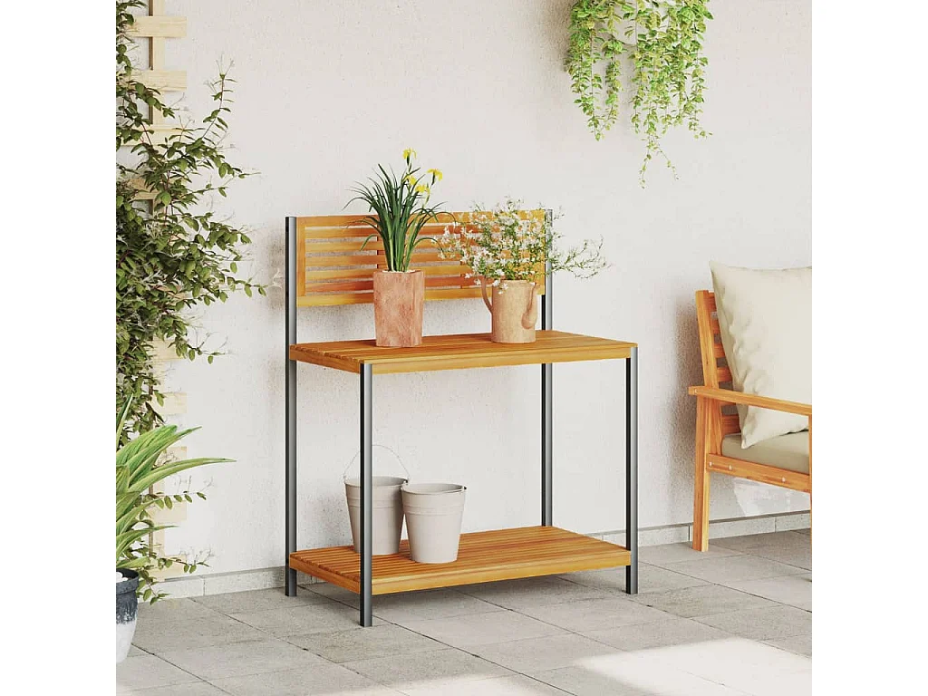 Table de travail de jardin bois d'acacia solide et acier