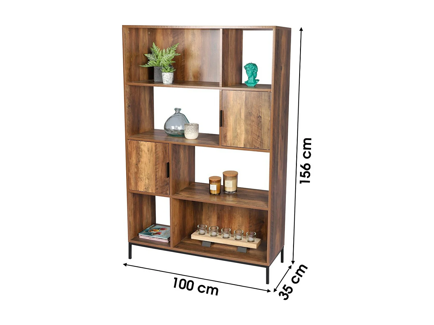 Holzbibliothek mit Metallstruktur, Sammlung JAYCE – Maße 100x35x156 cm