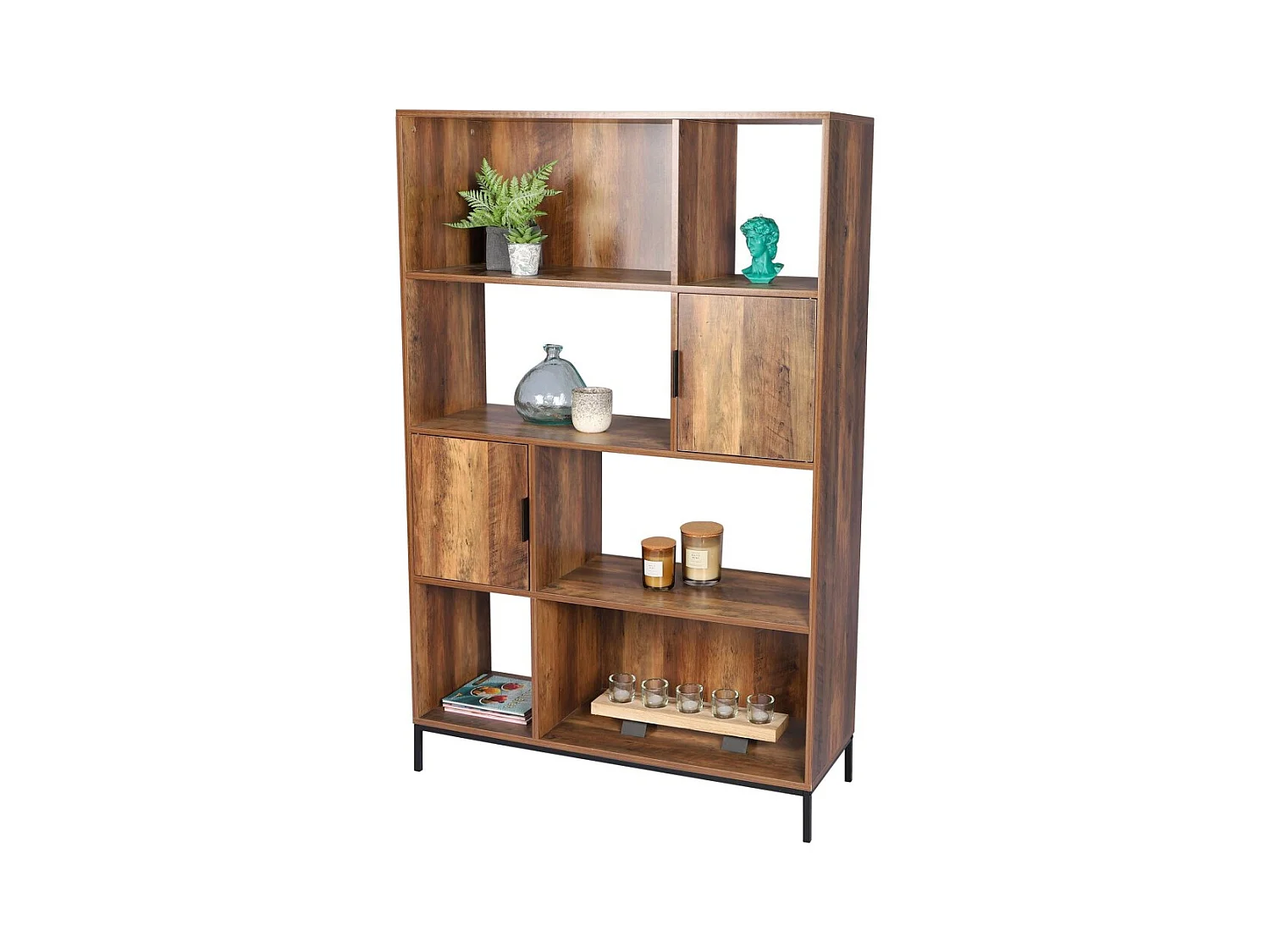 Bibliothèque en bois avec structure en métal collection JAYCE – Dimensions 100x35x156 cm