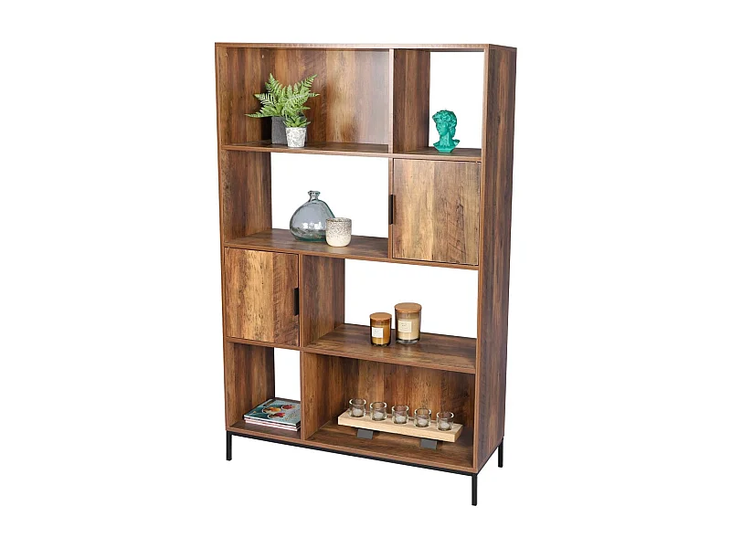 Biblioteca de madera con estructura de metal colección JAYCE - Dimensiones 100x35x156 cm