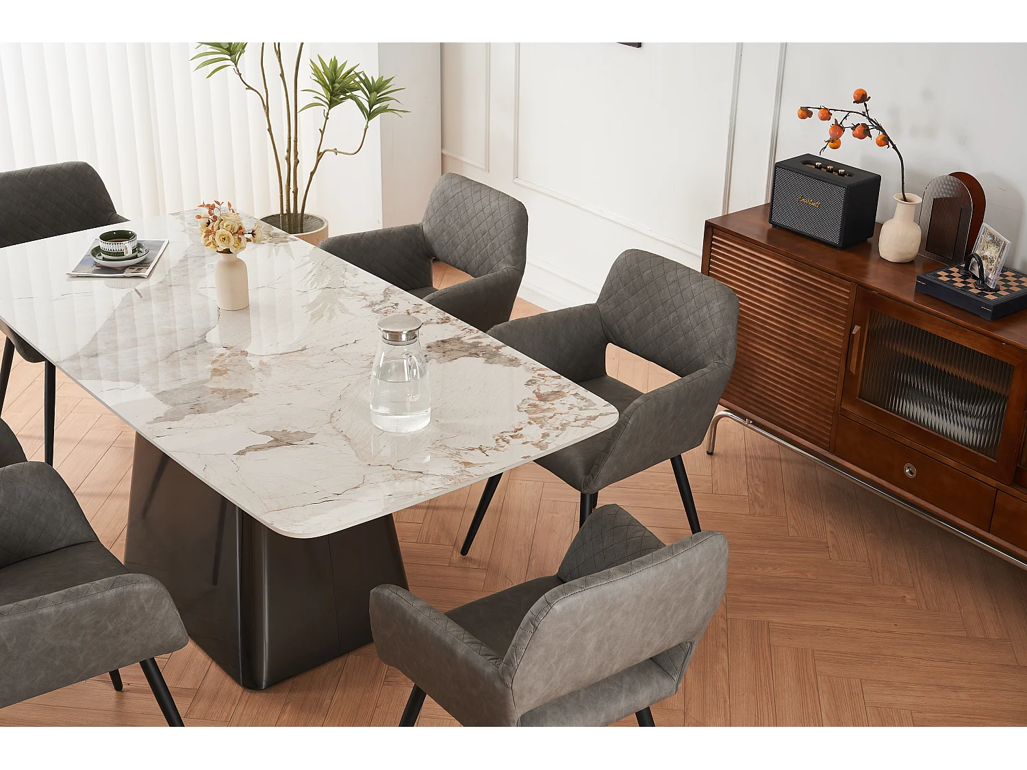 (conjunto de 6) cadeiras de maquiagem de couro sintético cinza cimento, para sala de estar e quarto