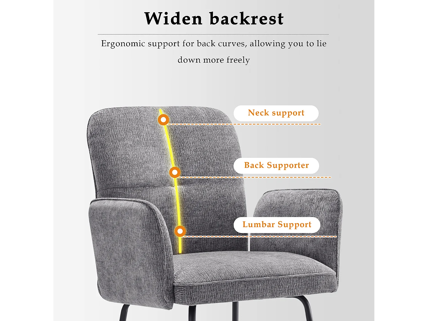 Cadeira de jantar de veludo com almofada larga, encosto extra largo, pernas de metal preto e cinza, 47 x 49 x 84,5 cm, conjunto de 2