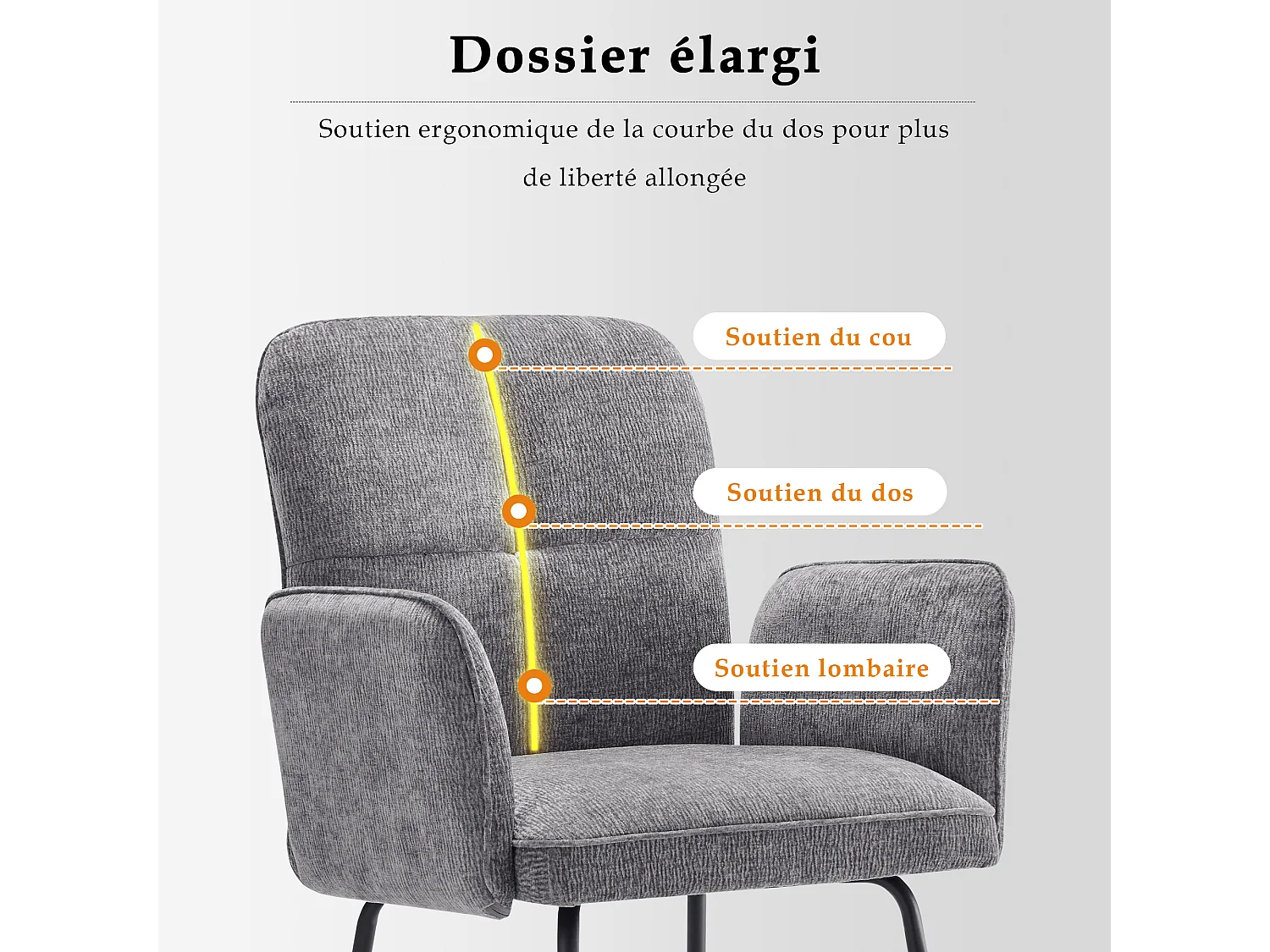 Cadeira de jantar de veludo com almofada larga, encosto extra largo, pernas de metal preto e cinza, 47 x 49 x 84,5 cm, conjunto de 2