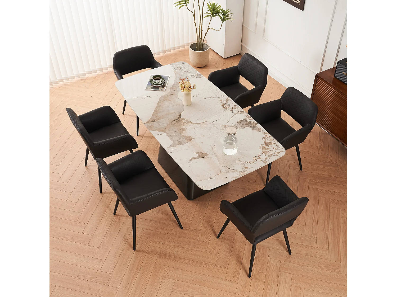 Lot De 6 Chaises De Maquillage En Similicuir, Entretien Facile, Pour Salon Et Chambre, Noir