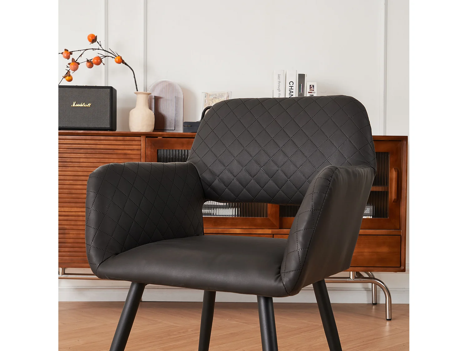 (set De 2) Chaises De Maquillage En Cuir Synthétique Noir, Pour Salon Et Chambre, Entretien Facile