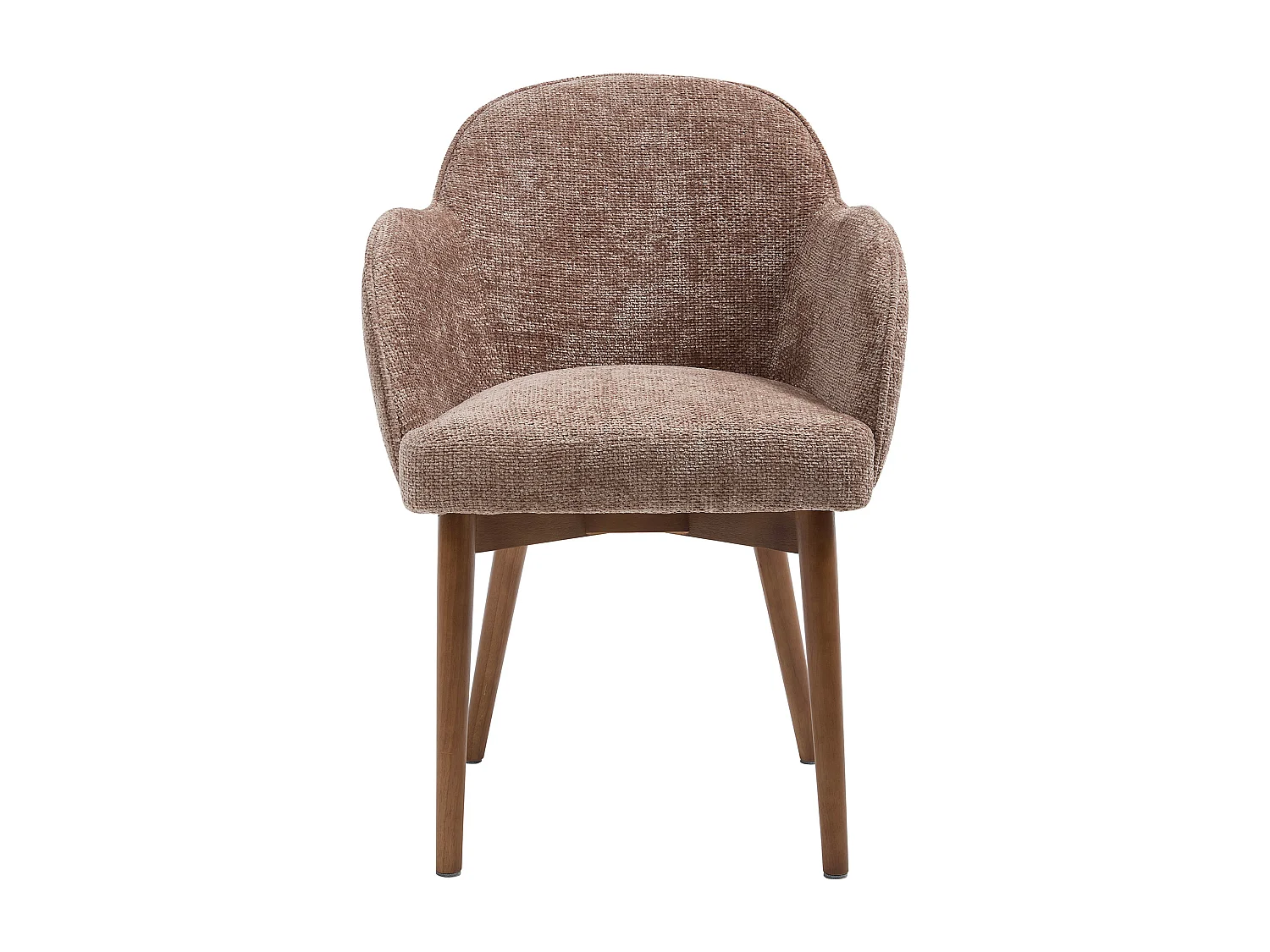 Chaise avec accoudoirs en tissu texturé et bois d'hévéa - Taupe - MODINIA