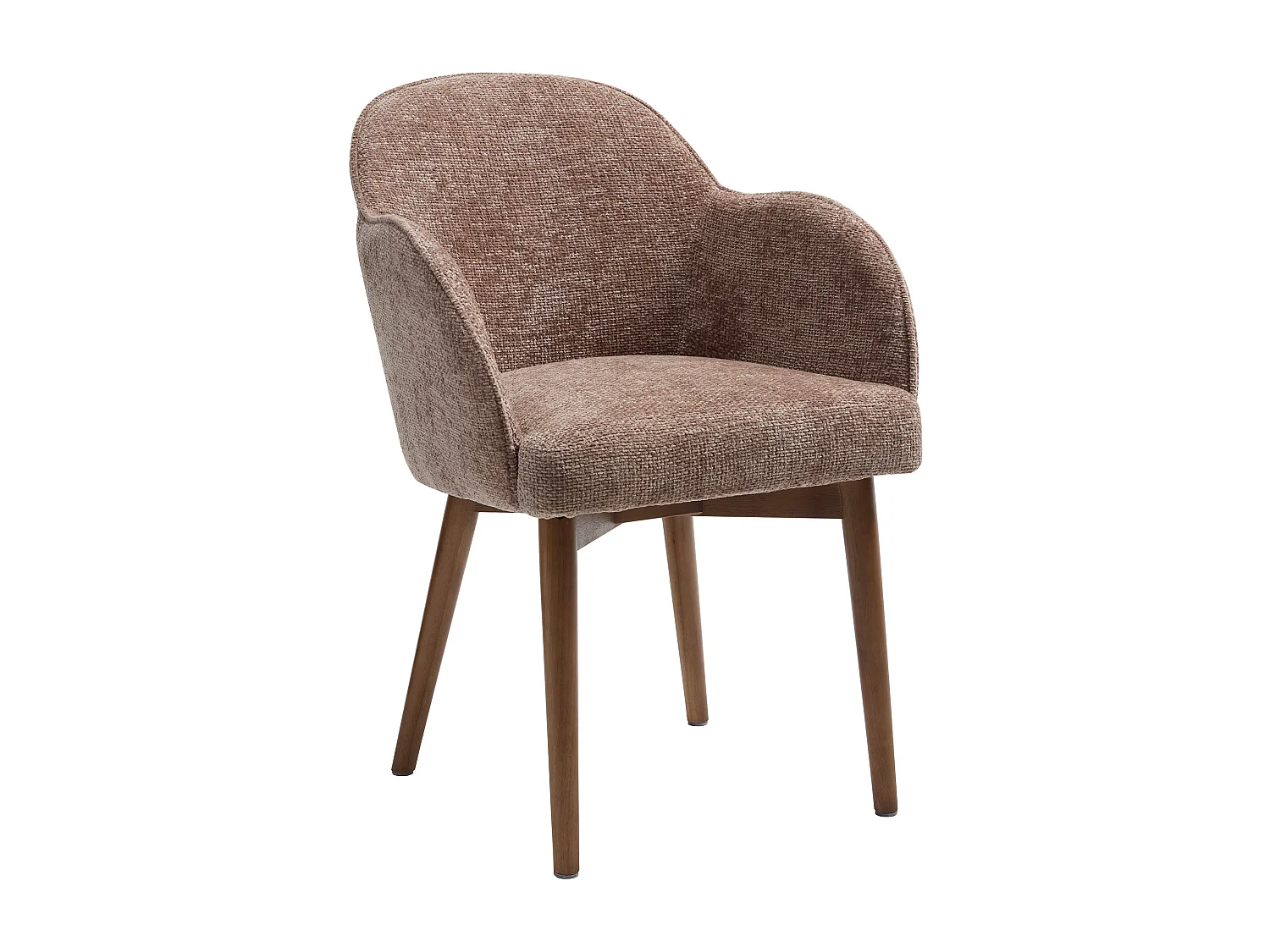 Chaise avec accoudoirs en tissu texturé et bois d'hévéa - Taupe - MODINIA