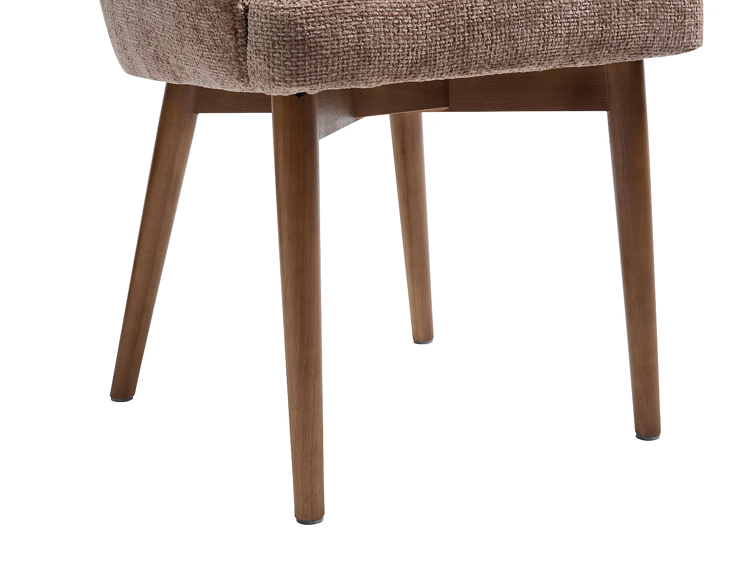 Chaise avec accoudoirs en tissu texturé et bois d'hévéa - Taupe - MODINIA