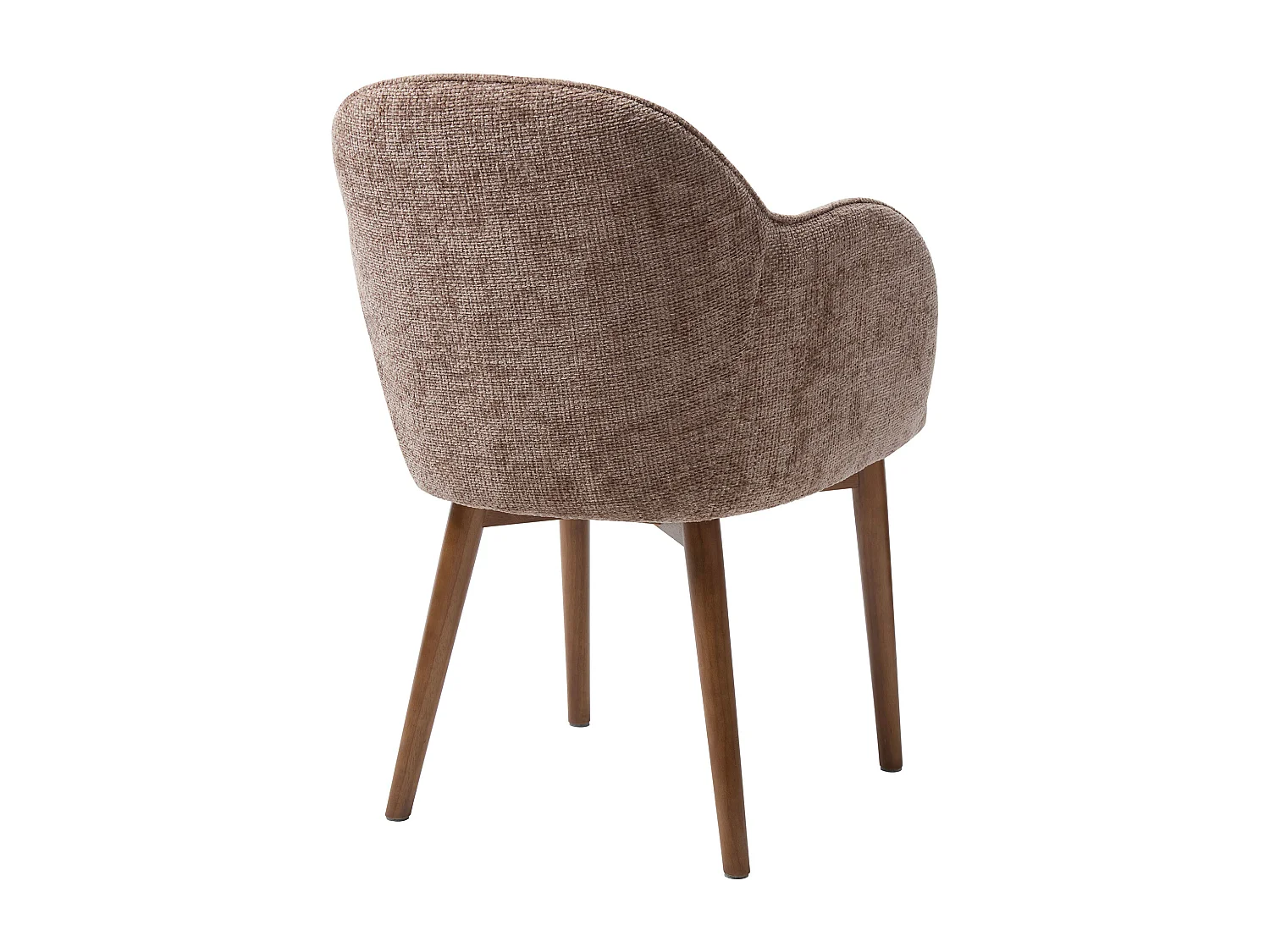 Chaise avec accoudoirs en tissu texturé et bois d'hévéa - Taupe - MODINIA