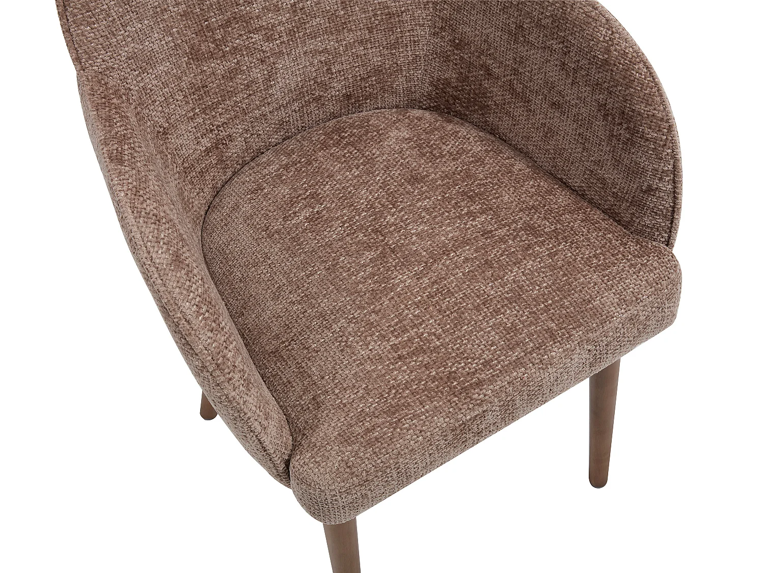 Chaise avec accoudoirs en tissu texturé et bois d'hévéa - Taupe - MODINIA