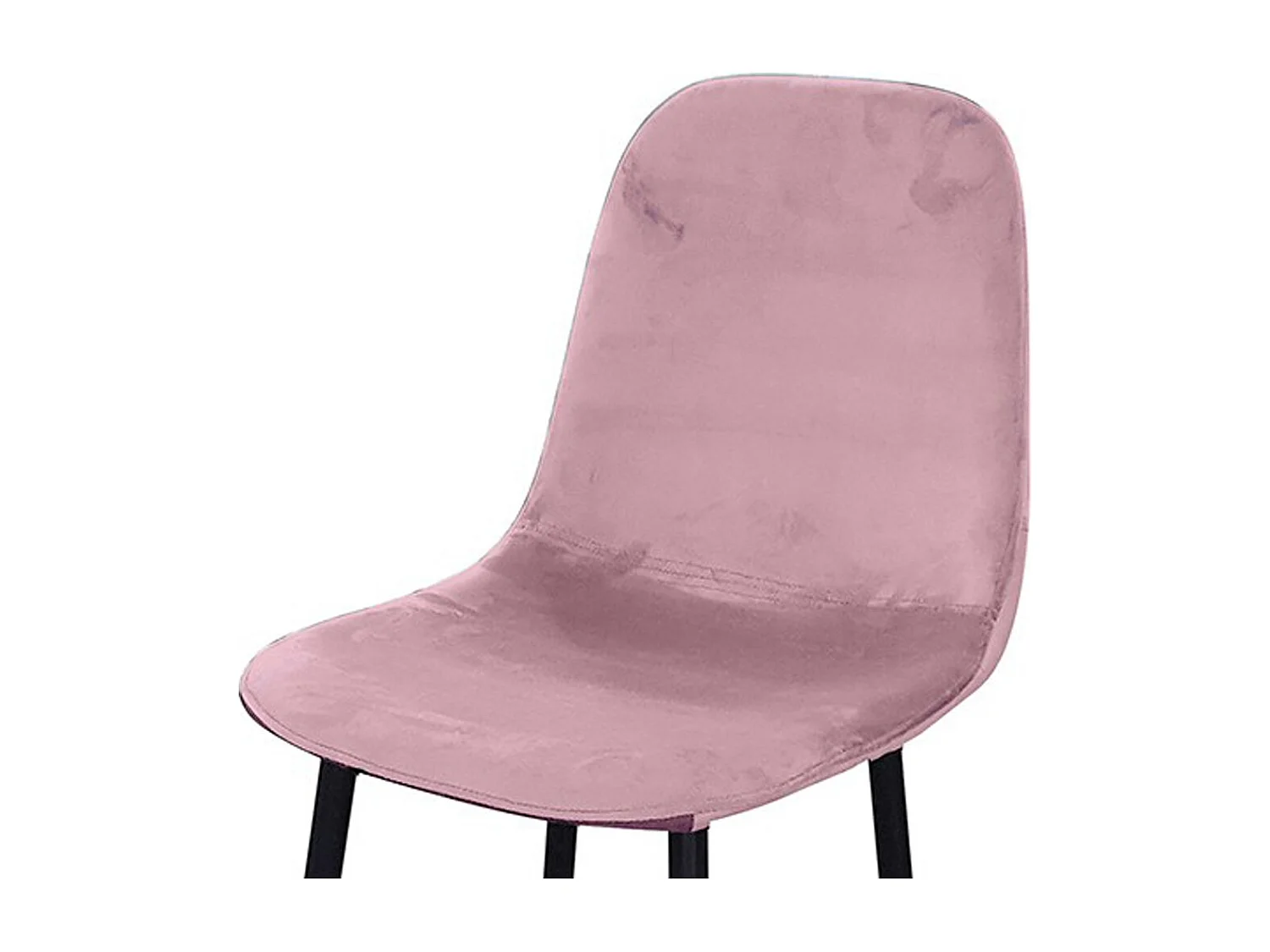 Lot de 4 tabourets LOLY, assise et dossier en velours rose, structure en métal noir