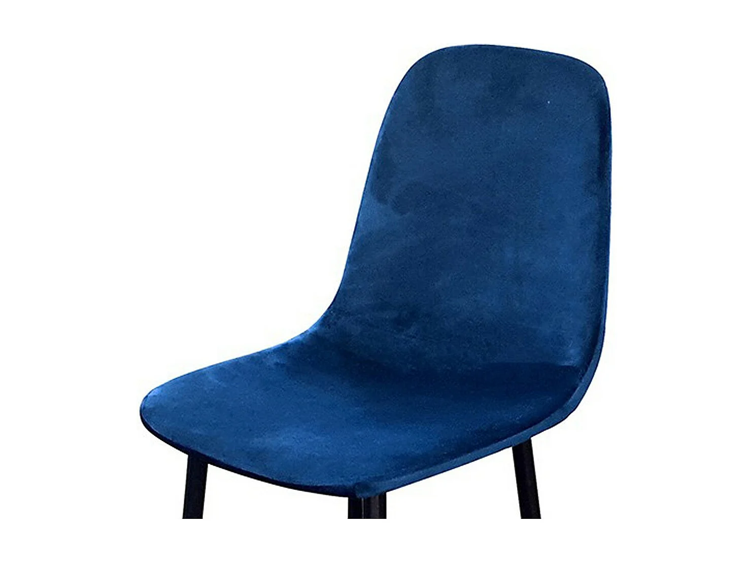 Set van 4 krukken LOLY, zitting en rugleuning in blauw fluweel, structuur in zwart metaal