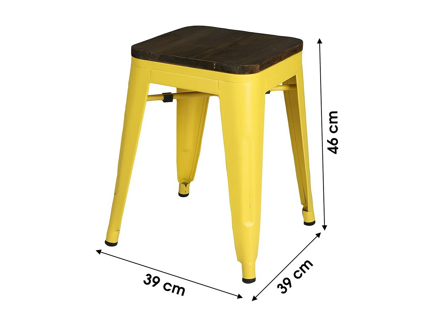 Lot de 4 tabourets style industriel en métal, coloris jaune – Collection FACTORY.