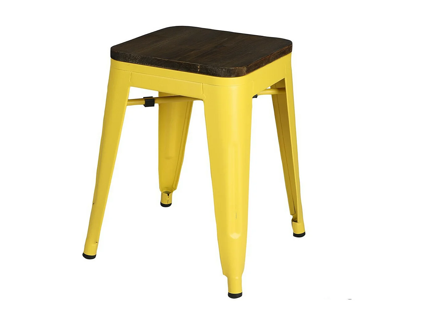 Lot de 4 tabourets style industriel en métal, coloris jaune – Collection FACTORY.