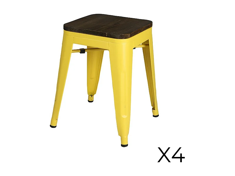 Set von 4 Barhockern im Industriestil aus Metall, gelb – Kollektion FACTORY.