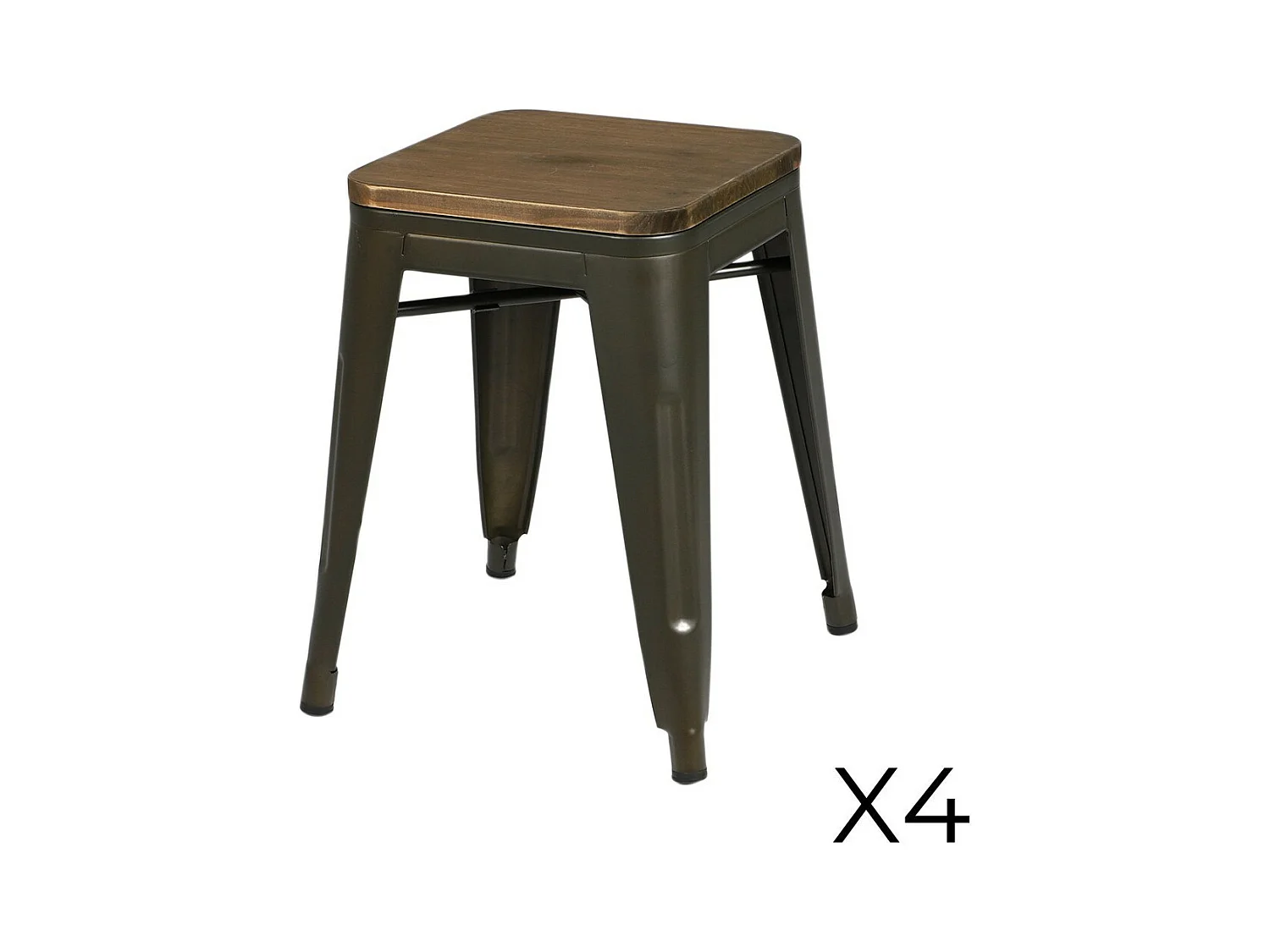 Set van 4 industriële stijl metalen krukken, grijze kleur - Collectie FACTORY.