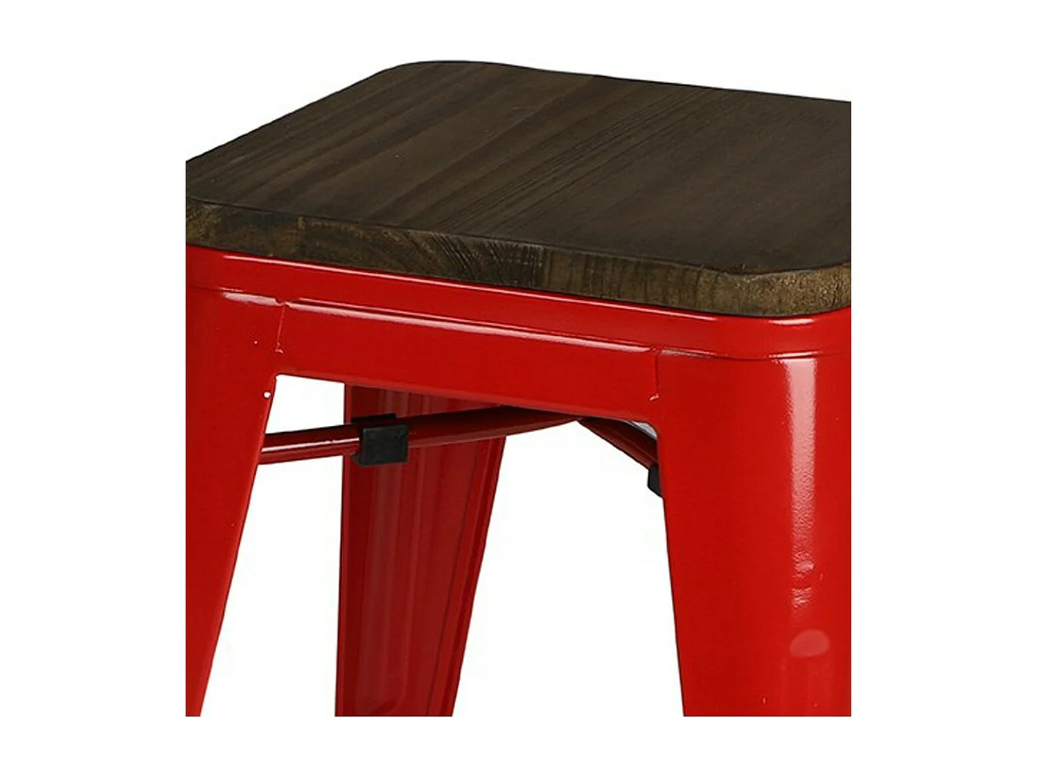 Lote de 4 taburetes estilo industrial en metal, color rojo - Colección FACTORY.