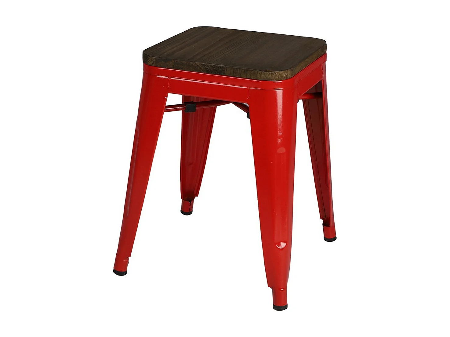 Lot de 4 tabourets style industriel en métal, coloris rouge – Collection FACTORY.