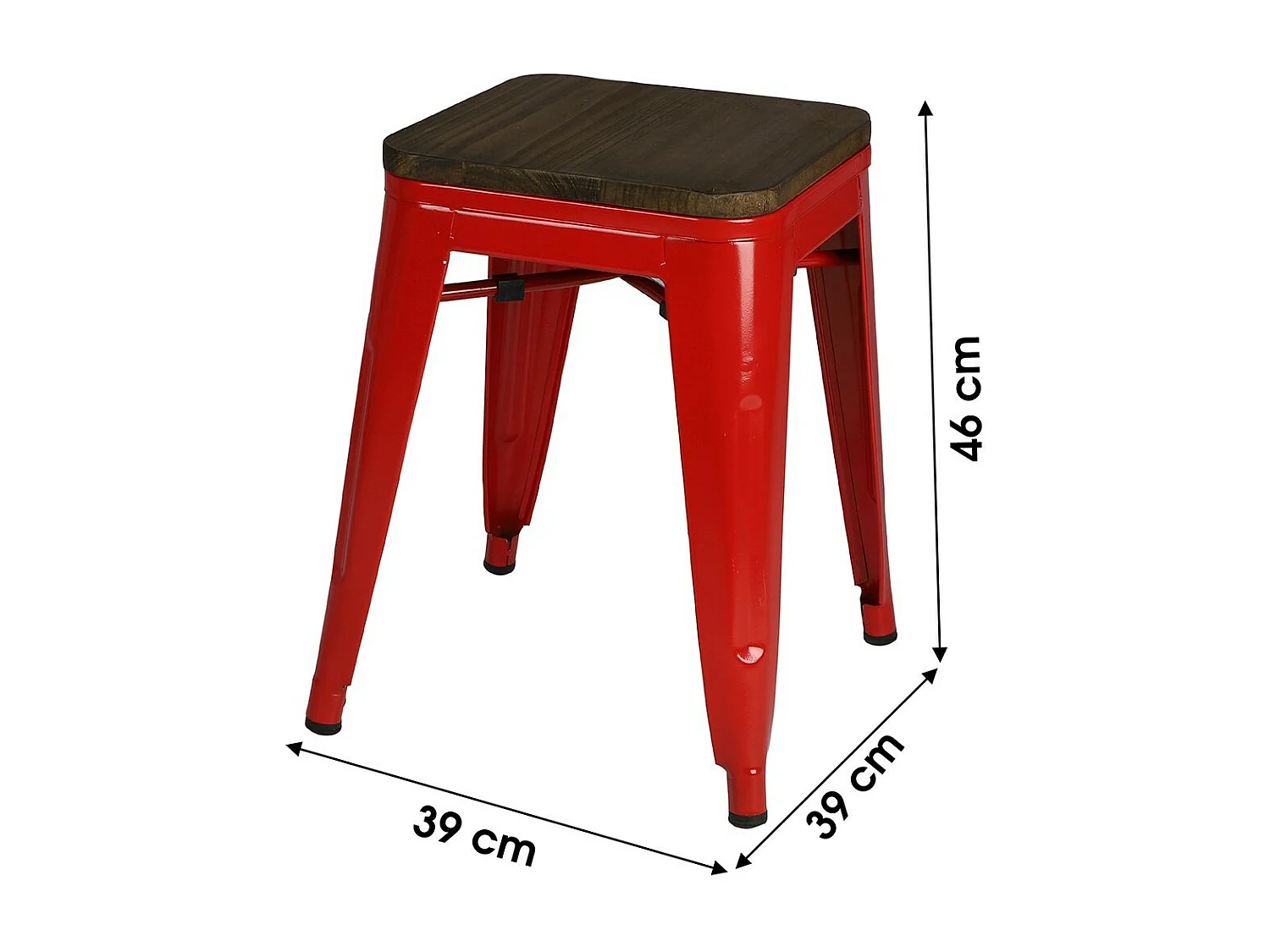 Lot de 4 tabourets style industriel en métal, coloris rouge – Collection FACTORY.