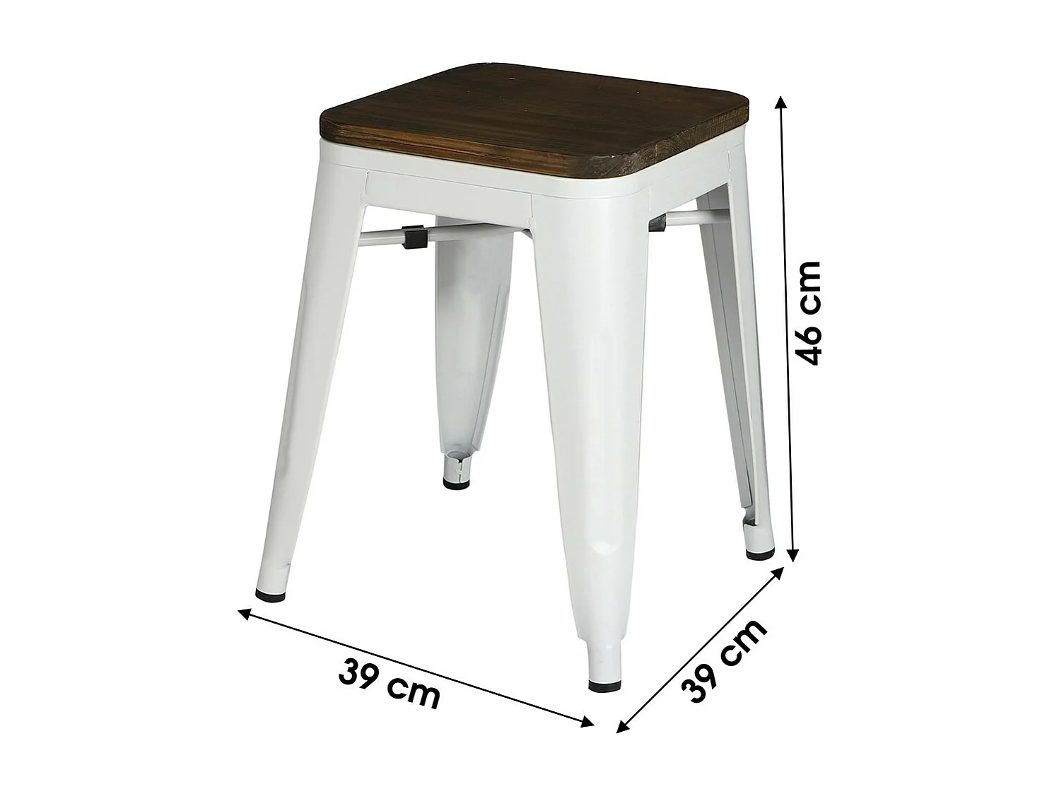 Lot de 4 tabourets style industriel en métal, coloris blanc mat – Collection FACTORY.