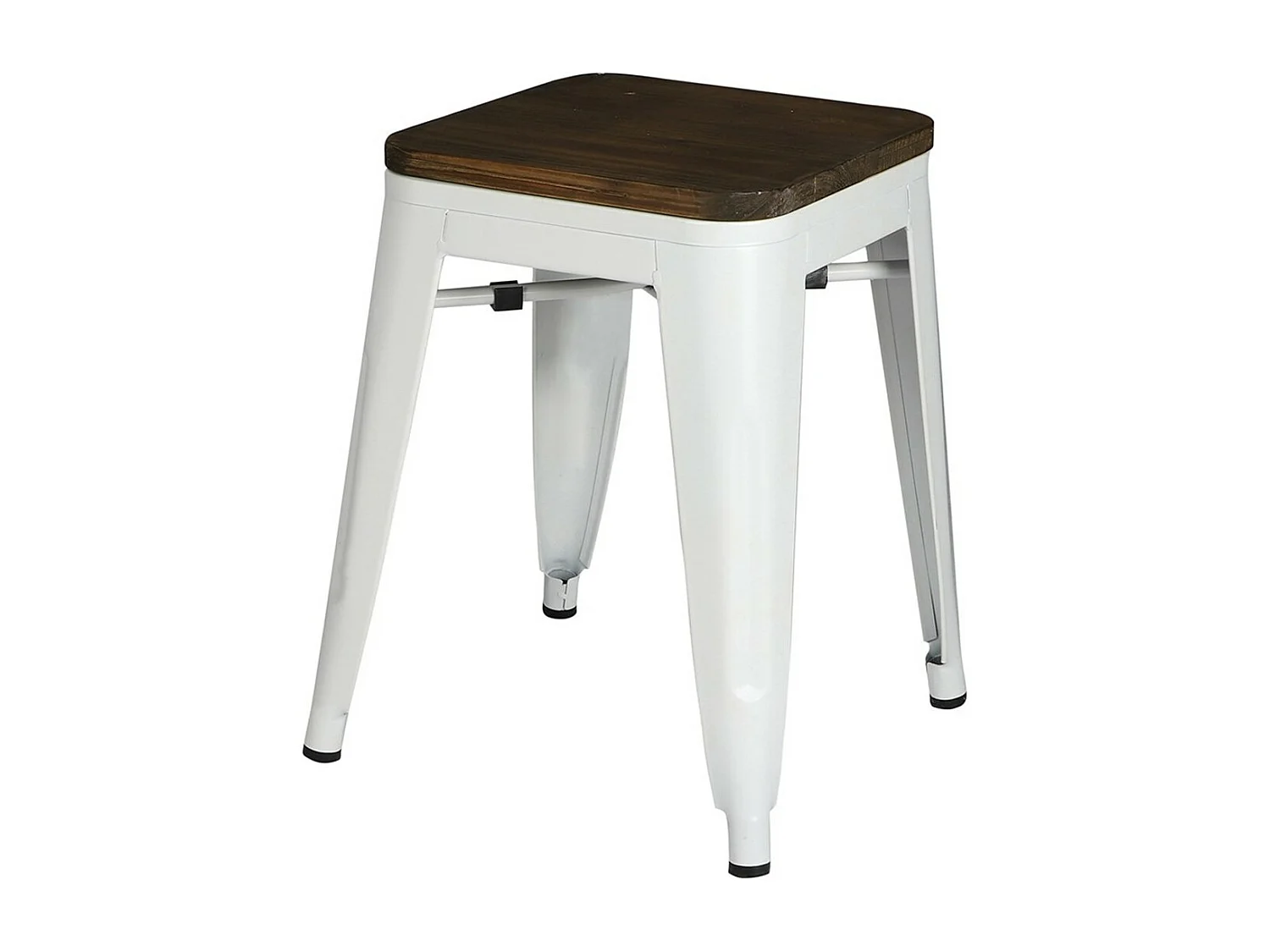 Lot de 4 tabourets style industriel en métal, coloris blanc mat – Collection FACTORY.