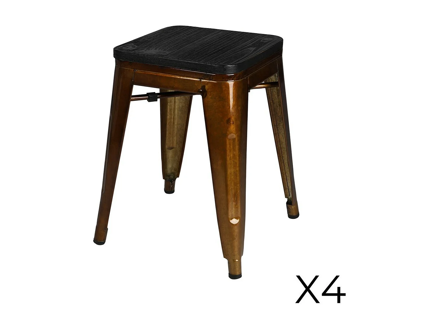 Lot de 4 tabourets style industriel en métal doré collection FACTORY.