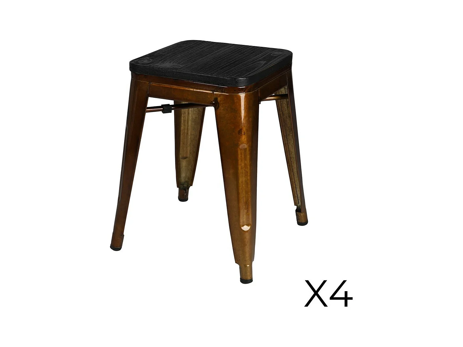 Lot de 4 tabourets style industriel en métal doré collection FACTORY.