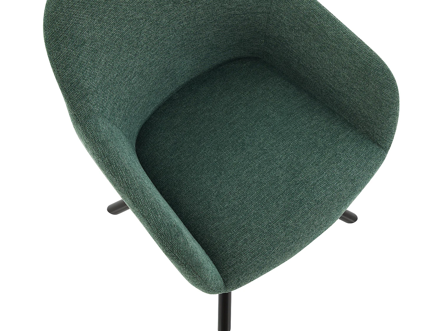 Lot de 2 chaises avec accoudoirs en tissu texturé et métal noir - Vert - CILIENO