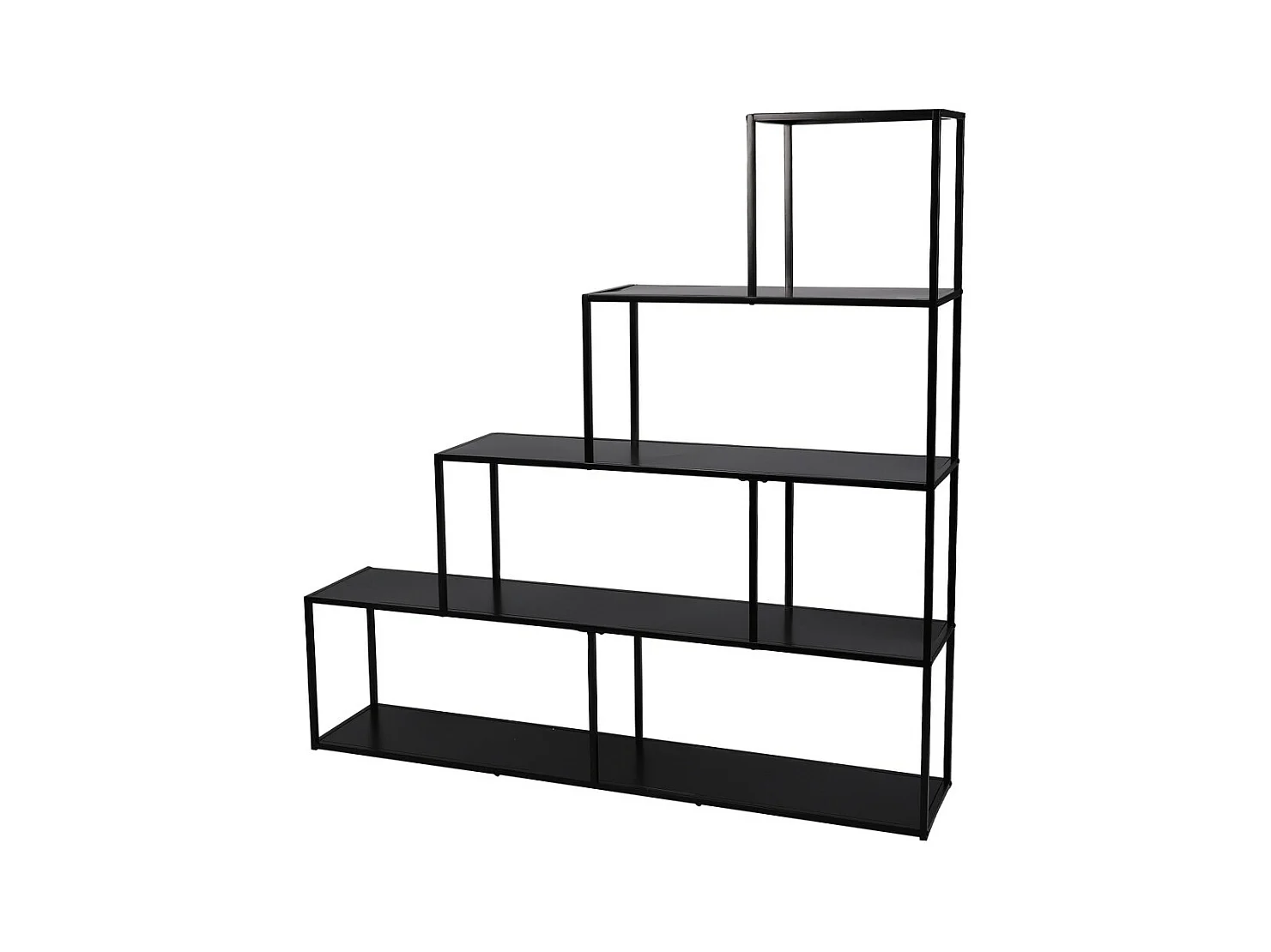 Bibliothèque escalier à 4 niveaux collection SOHO – Dimensions 160x30x160 cm, coloris noir