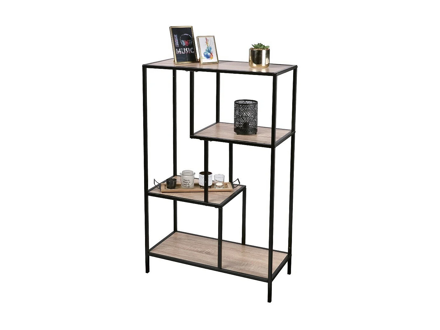 Petite bibliothèque ouverte de bureau avec 4 étagères – Collection HOLBORN, 69x33x114 cm