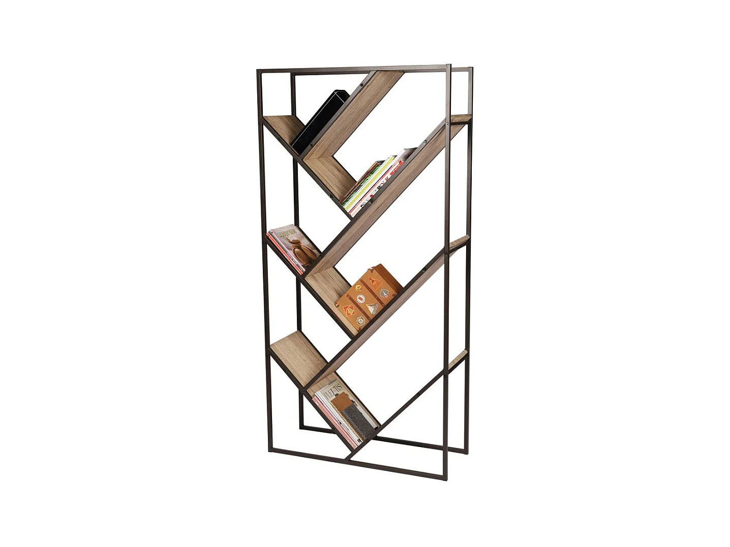Bibliothèque design de bureau avec 7 étagères collection DARYL – Dimensions 80x30x160 cm