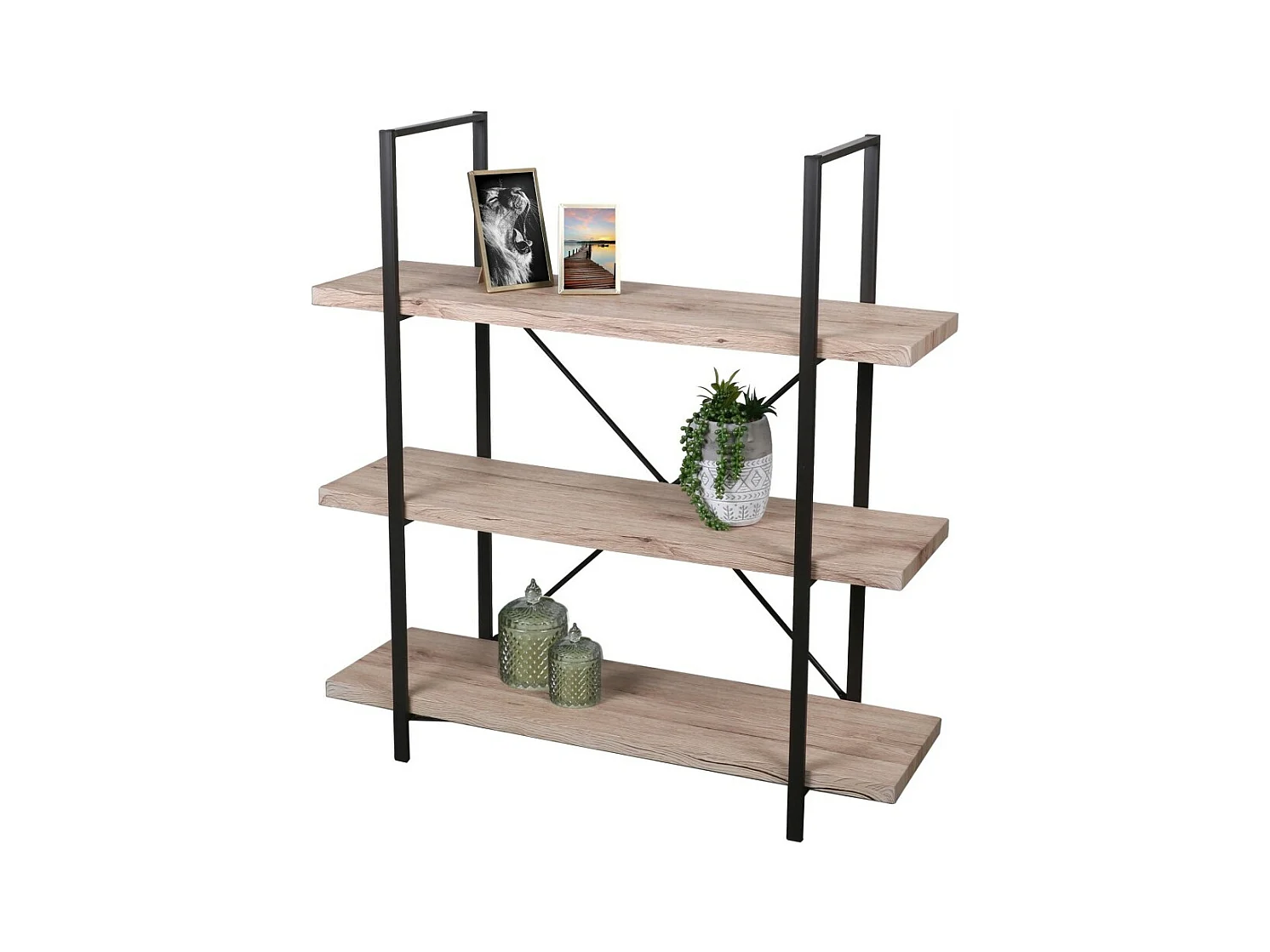 Petite bibliothèque ouverte avec 3 étagères en bois collection DARYL – Dimensions 100x33x106 cm