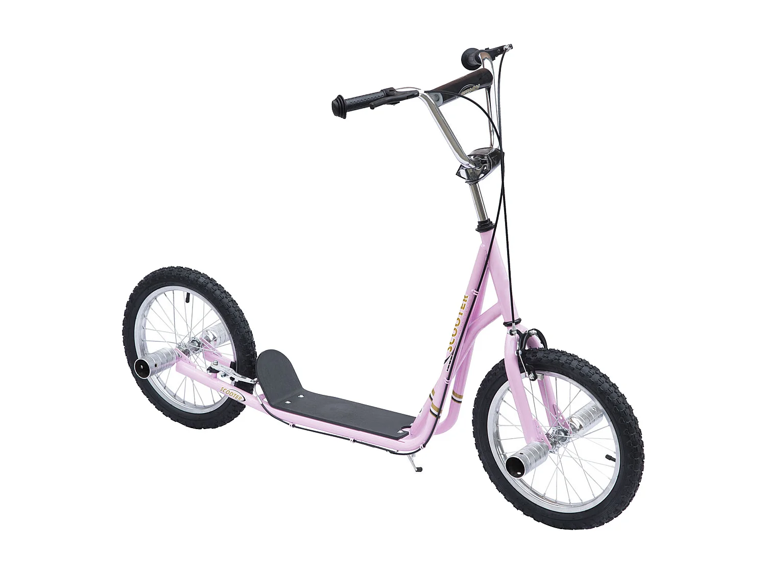 Trottinette patinette freestyle grandes roues pneumatiques Ø 41 cm avec pegs rose