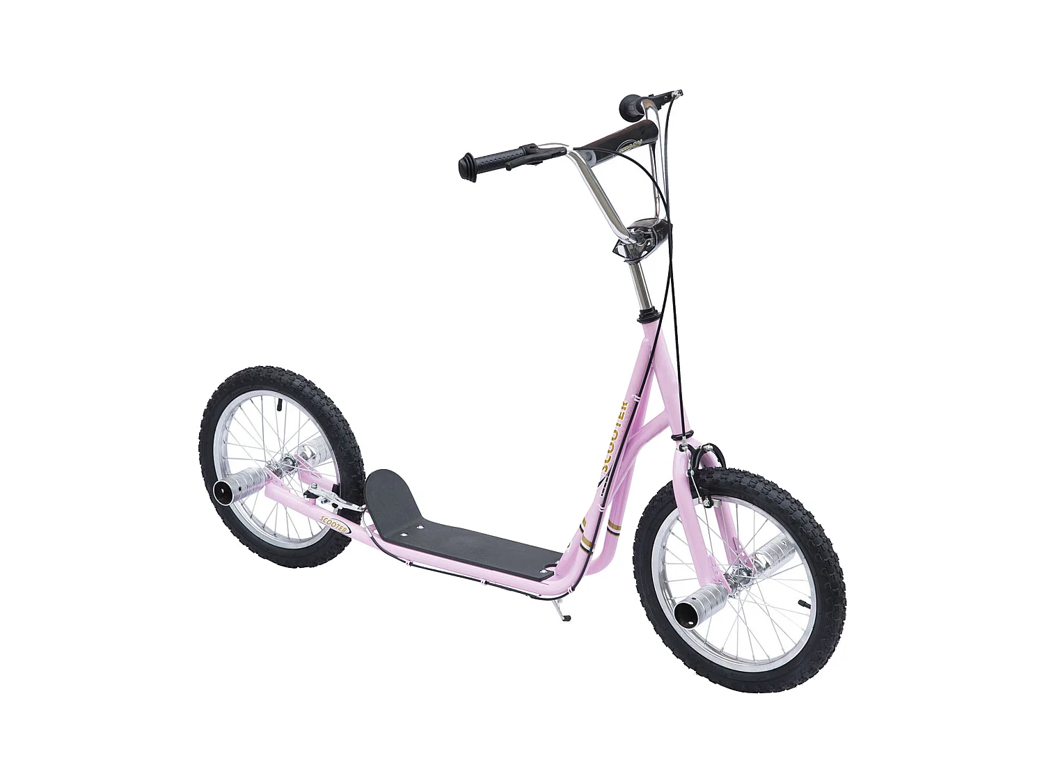Trottinette patinette freestyle grandes roues pneumatiques Ø 41 cm avec pegs rose