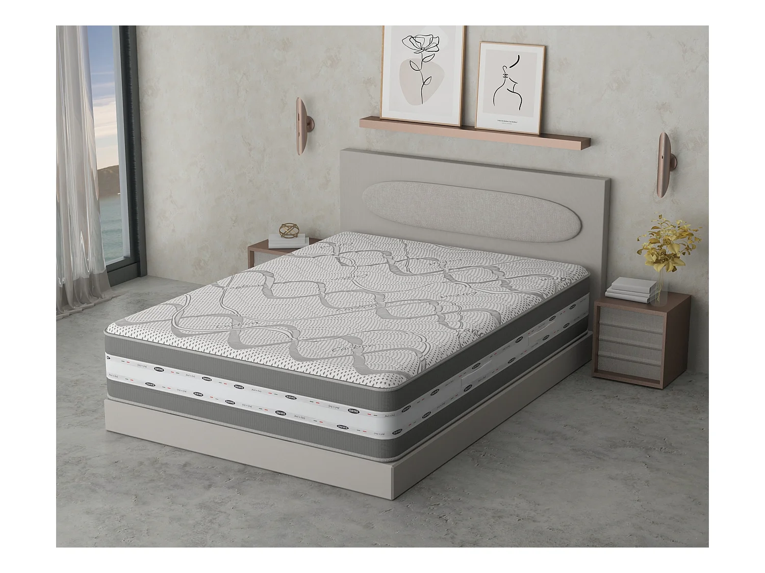 Colchón Memory Foam Wind Essential, Funda Carbono Desmontable 80x200x25