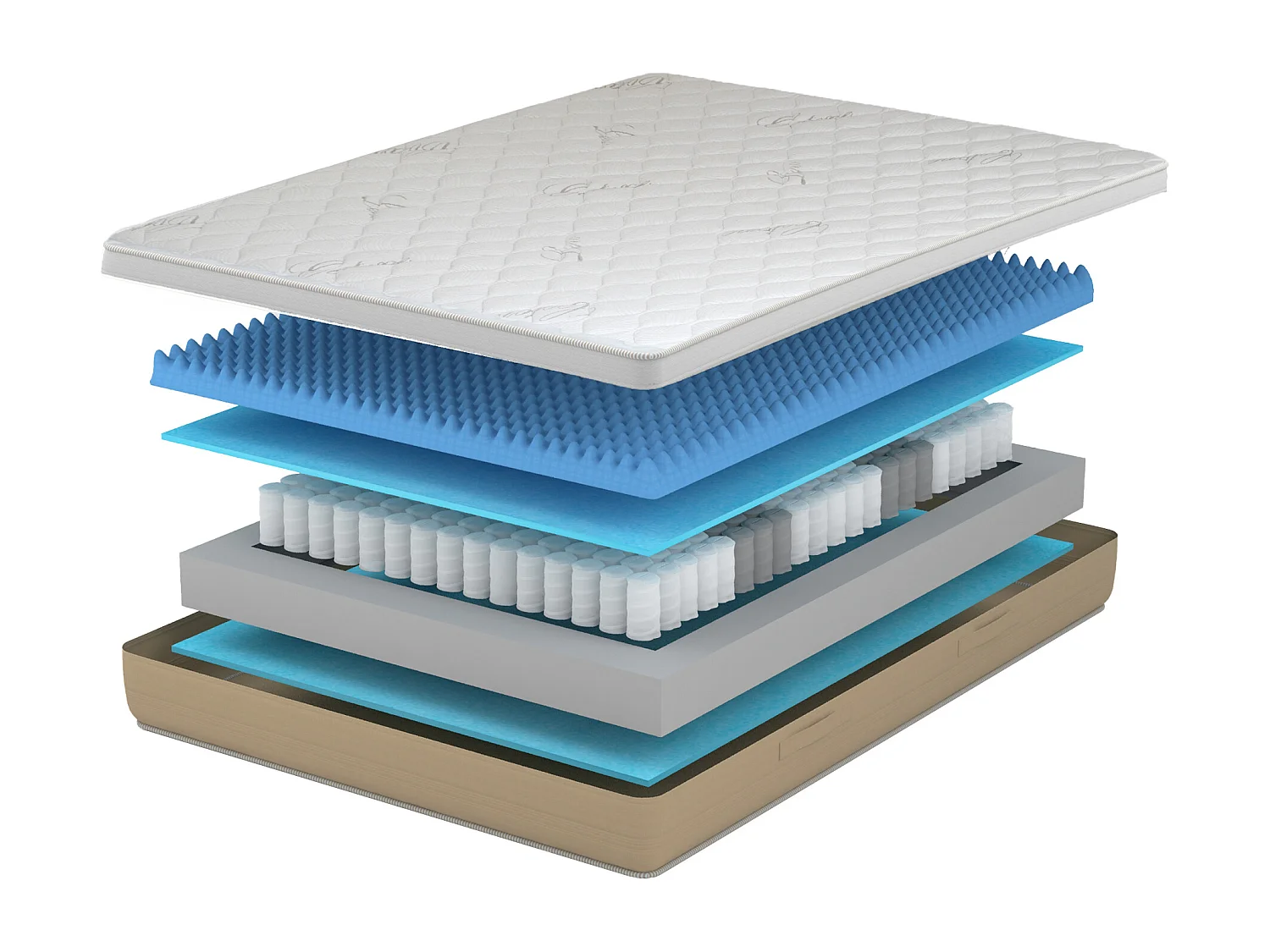 Matelas Ressorts Ensachés Memory Gel, Lin Coton Amovible,13 Zones 90x190x24