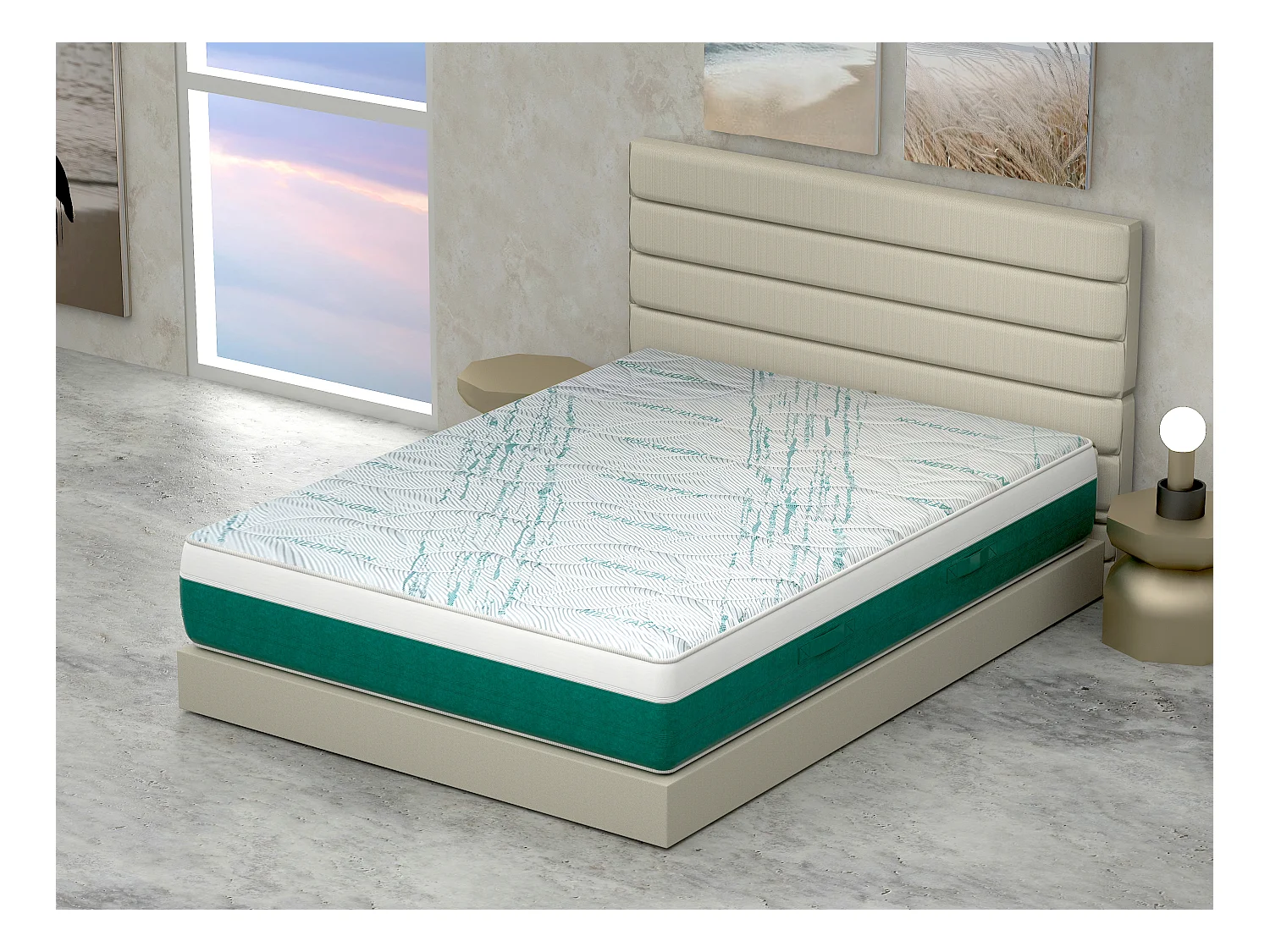 Colchón 4 capas Memory Sky,Funda Meditation Desmontable 160x200x24