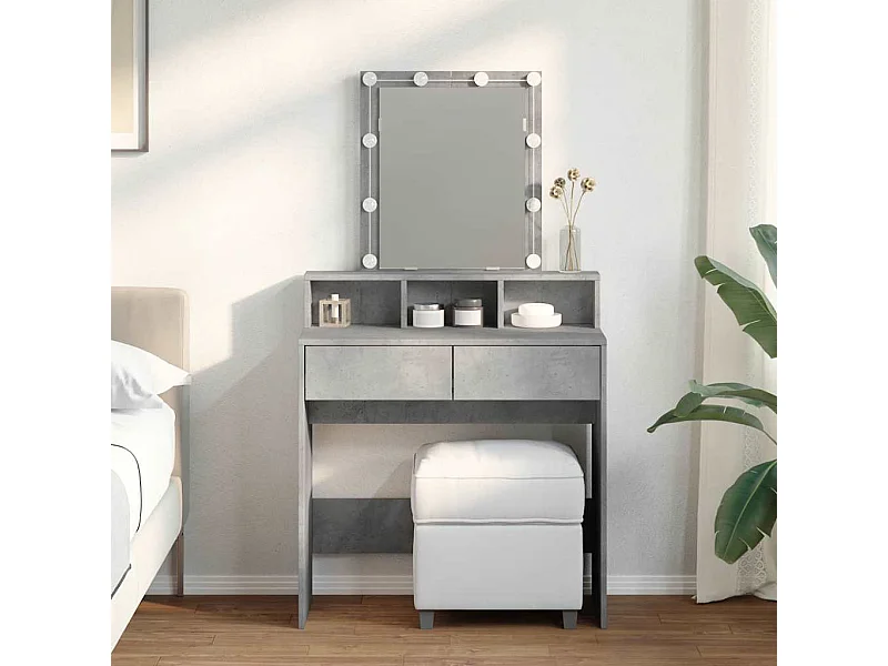Schminktisch mit LED-Beleuchtung Betongrau 80x41x144,5 cm