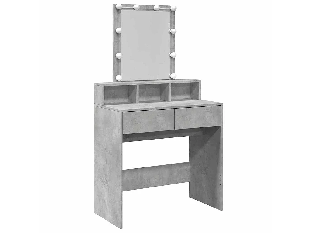 Schminktisch mit LED-Beleuchtung Betongrau 80x41x144,5 cm