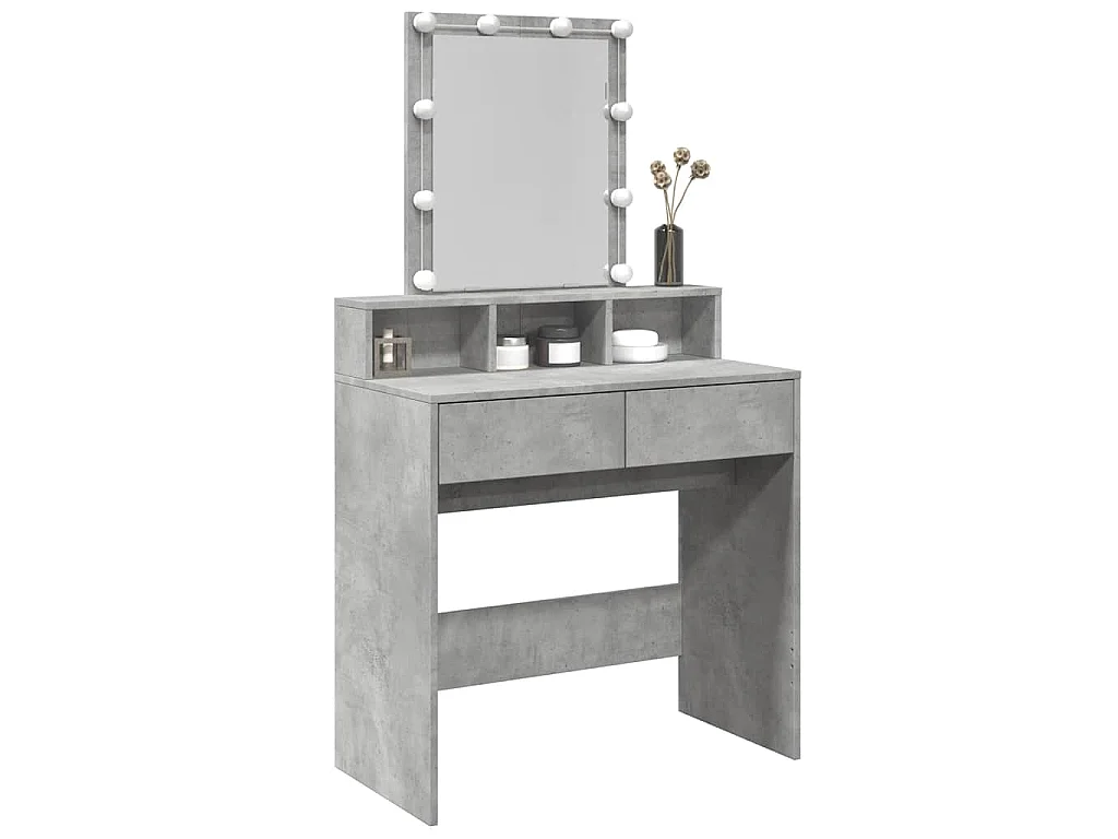 Schminktisch mit LED-Beleuchtung Betongrau 80x41x144,5 cm