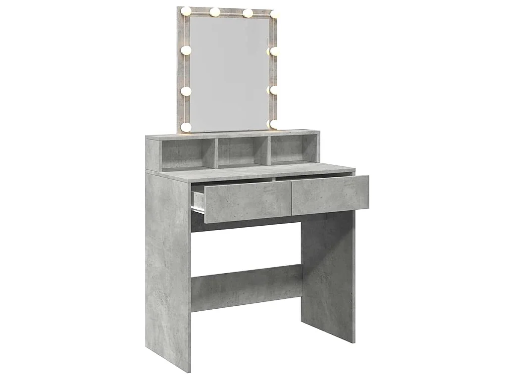 Schminktisch mit LED-Beleuchtung Betongrau 80x41x144,5 cm