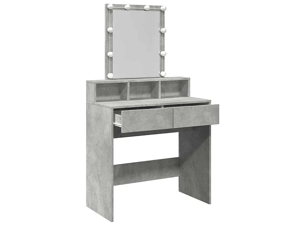 Schminktisch mit LED-Beleuchtung Betongrau 80x41x144,5 cm