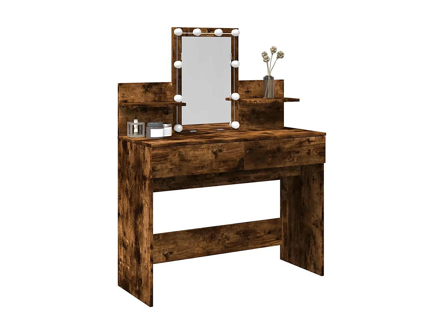 Coiffeuse avec LED chêne fumé 100x40x130 cm