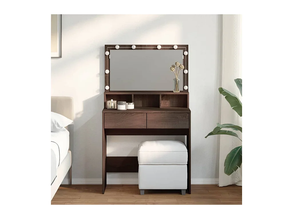 Coiffeuse avec LED chêne marron 80x41x134,5 cm